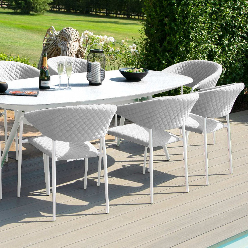 Maze Pebble 8 Seat Oval Outdoor Dining Set in Lead Chine