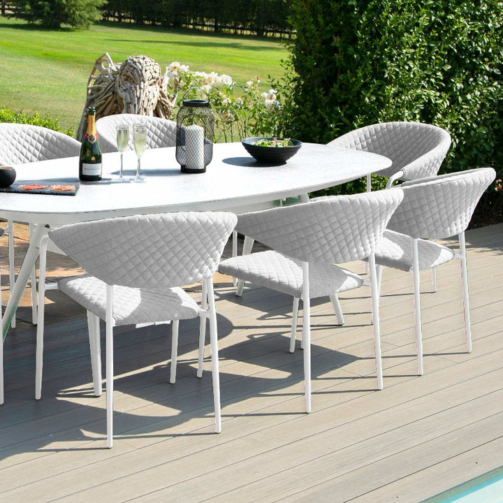Maze Pebble 8 Seat Oval Outdoor Dining Set in Lead Chine