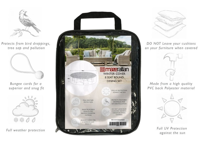 Winter Cover Outdoor Cover for 8 Seat Round Dining Set - Black Maze Rattan 2