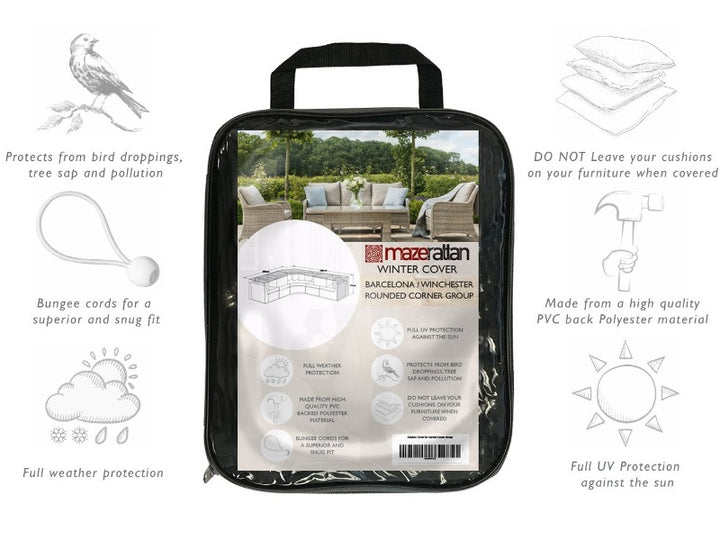 Curved Outdoor Cover for Sofa Set - Black Maze Rattan 2