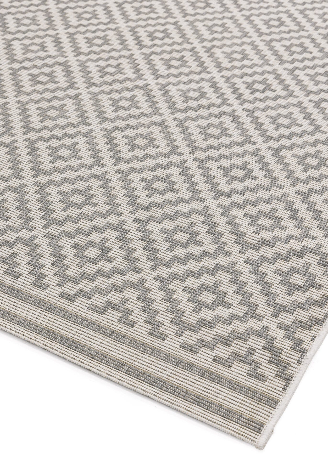  Asiatic Carpets-Asiatic Carpets Patio Machine Woven Rug Diamond Grey - 80 x 150cm-Grey, Silver 837 