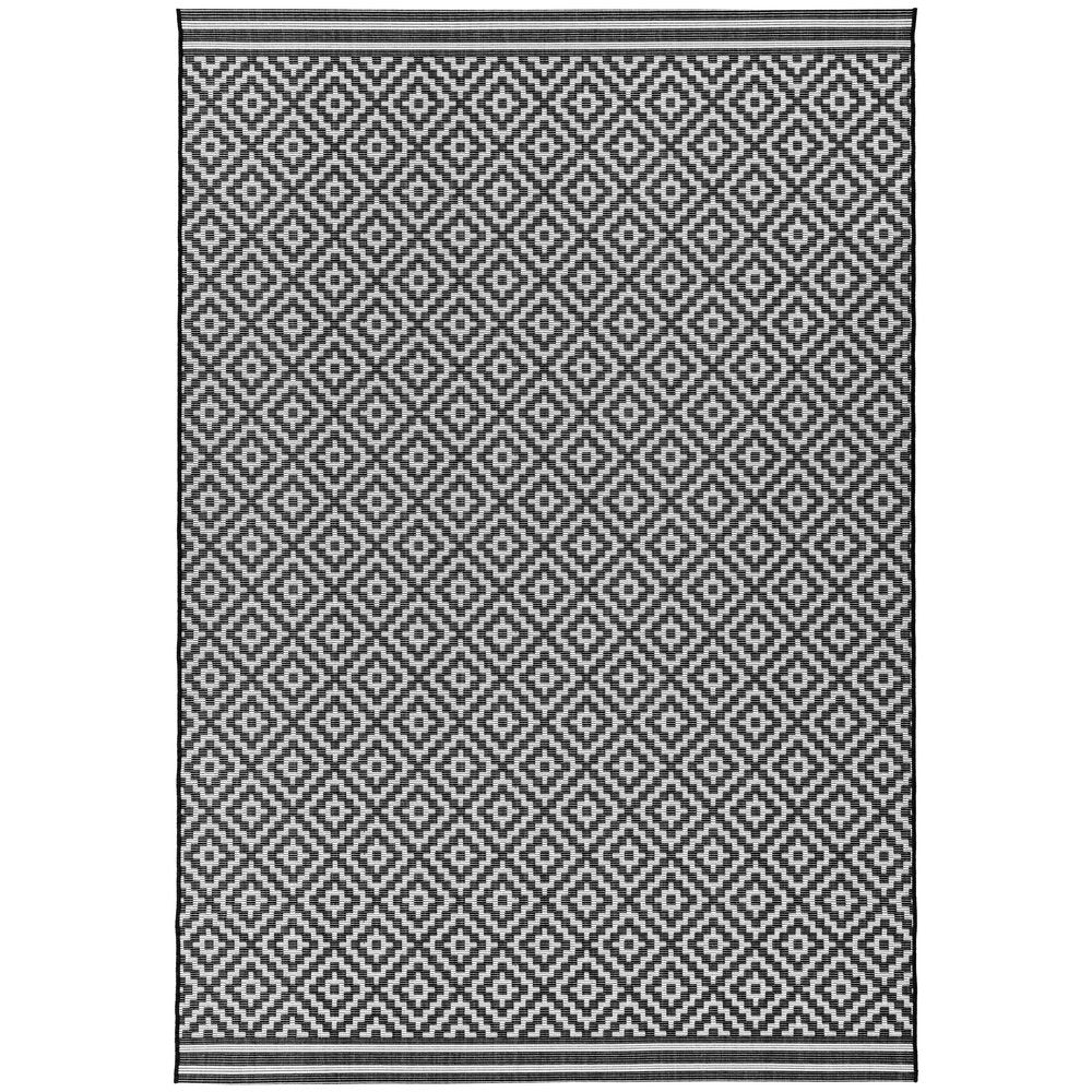  Asiatic Carpets-Asiatic Carpets Patio Machine Woven Rug Diamond Mono - 160 x 230cm-Black, White 381 