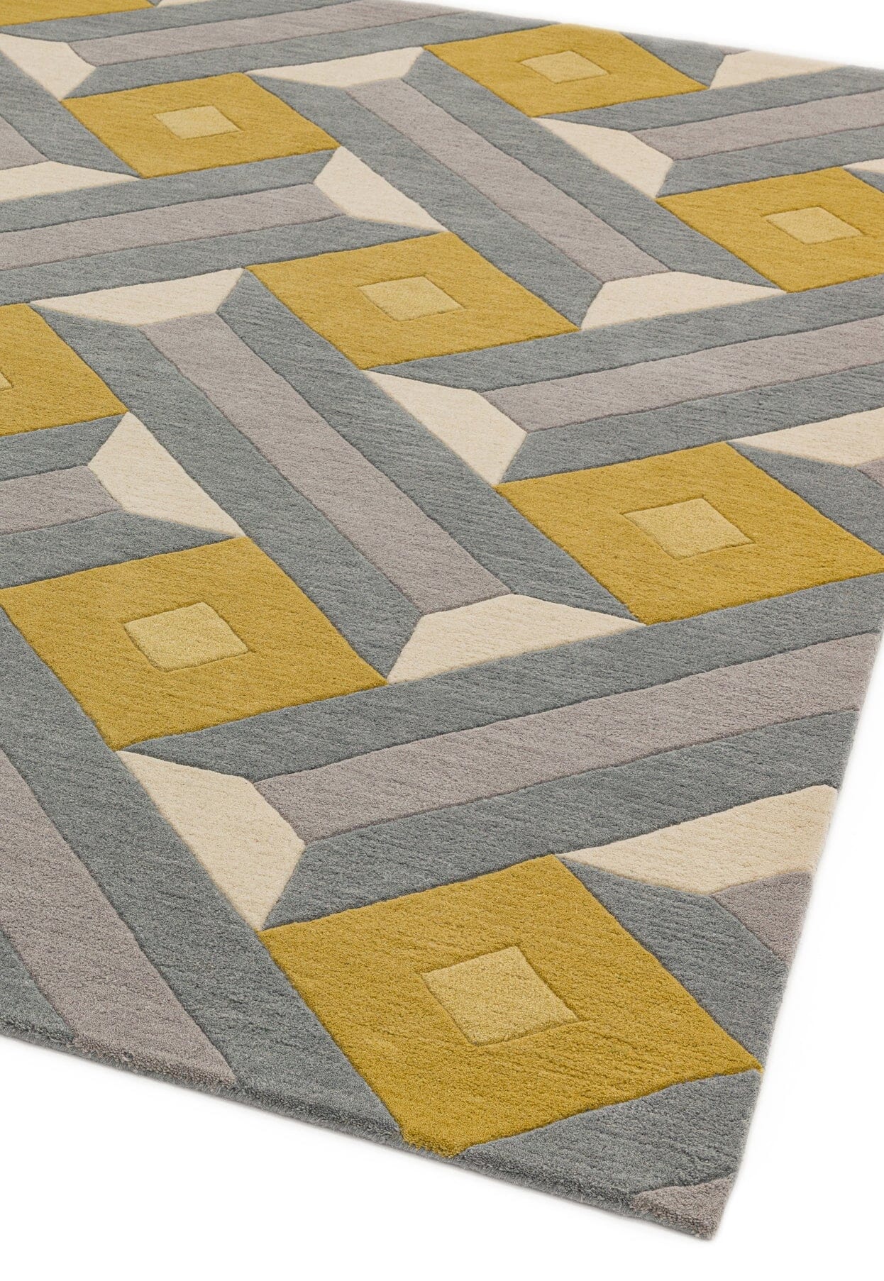  Asiatic Carpets-Asiatic Carpets Reef Handtufted Rug Motif Ochre Grey - 200 x 290cm-Multicoloured 709 