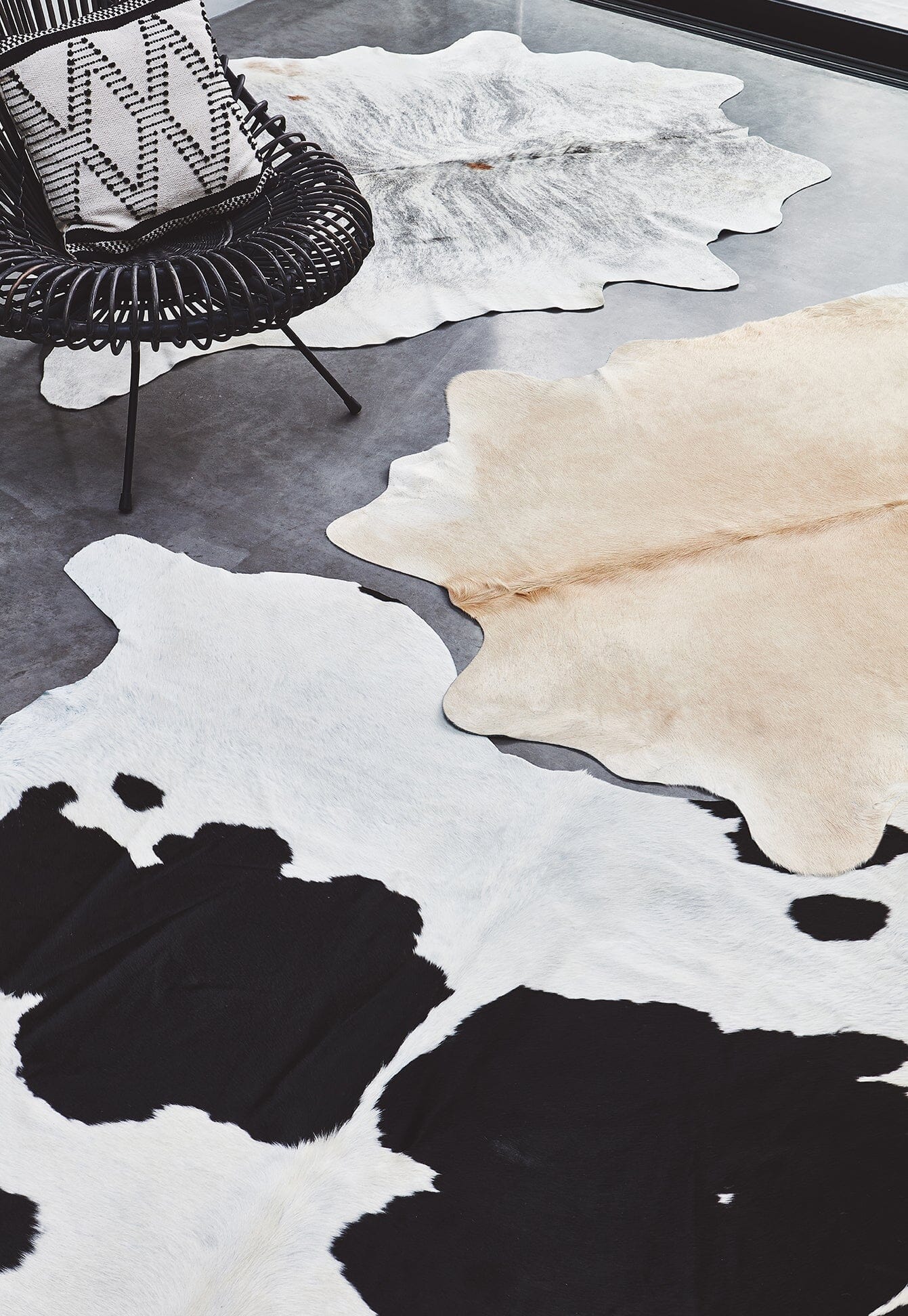 Asiatic Carpets-Asiatic Carpets Rodeo Cowhide Hand Finished Rug Black & White - 100 x 100cm-Black, White 917 