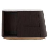 Theodore Alexander Oblique Right Bedside Cabinet in Veneer & Carrara