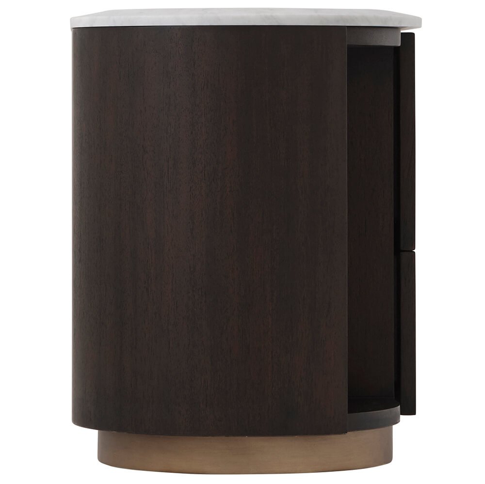 Theodore Alexander Oblique Right Bedside Cabinet in Veneer & Carrara