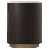 Theodore Alexander Oblique Right Bedside Cabinet in Veneer & Carrara