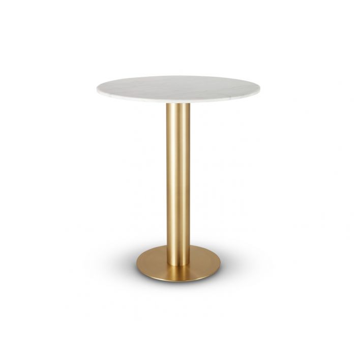 Tom Dixon Tube High Table Brass with White Marble Top